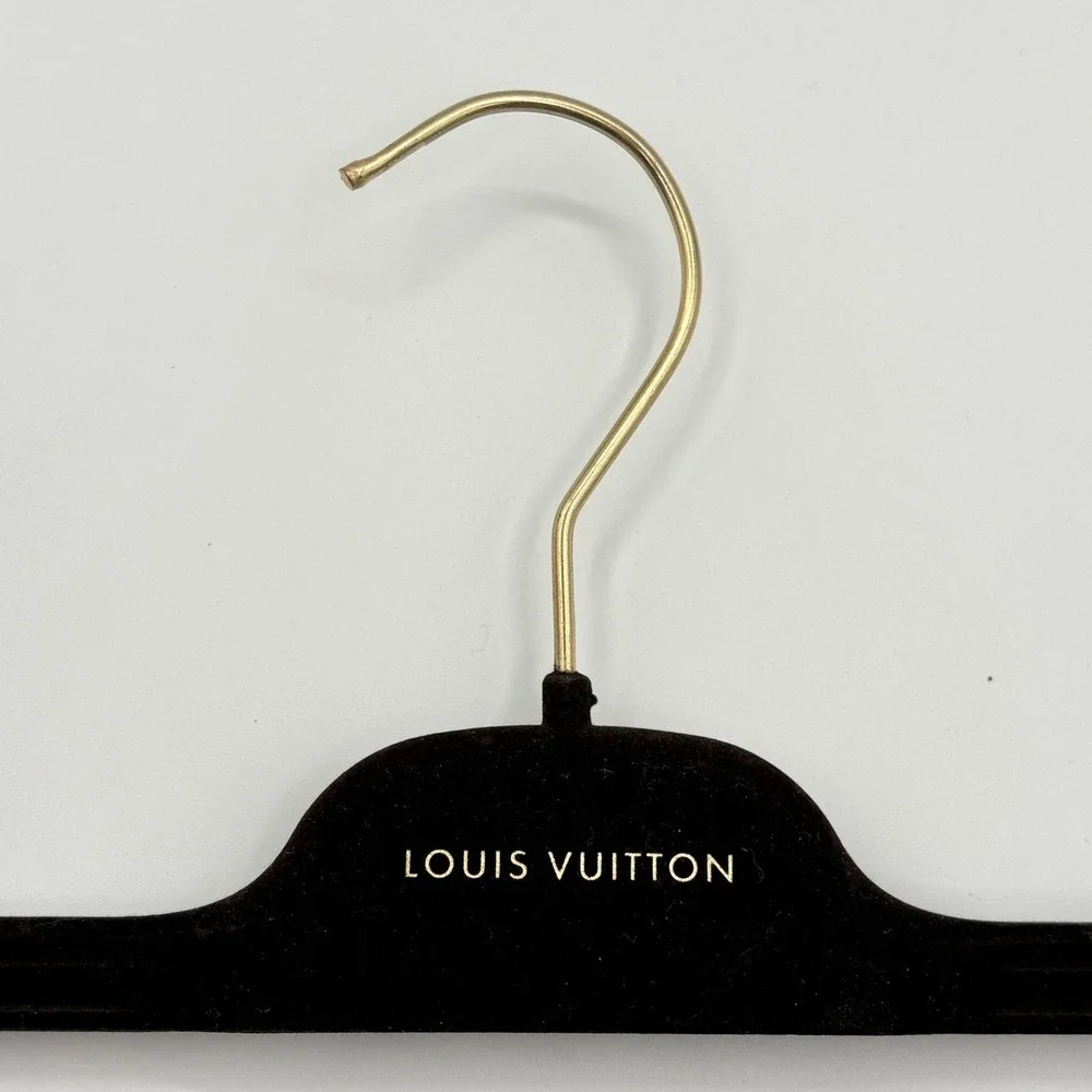 Louis Vuitton Clothes Hanger‎ Clip Black Velvet Pants Skirt Gold Hook